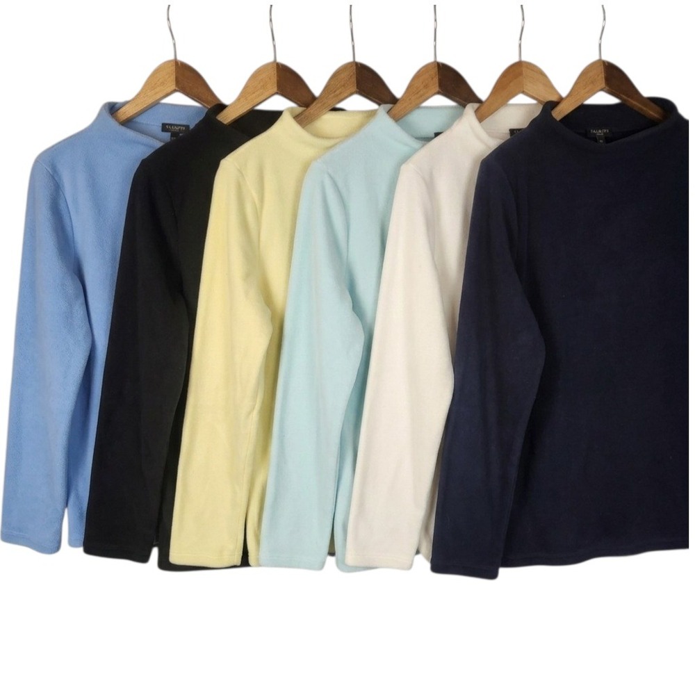 Talbots Microfleece Funnel Neck Top Women's Large Petite Multicolor Lot Of 6
